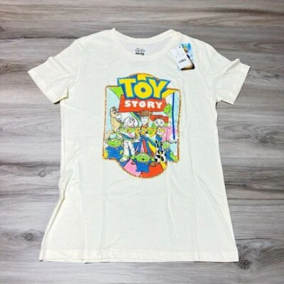 Toy Story Shirt Youth Boys Large White Short Sleeve Crew Graphic Movie Promo NWT - Image 1 of 4