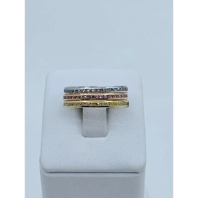 10k gold ring band set stackable size 8 or 9 ❤️ Anillos en oro 3 bandas 10K - Image 1 of 4