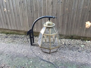 Large brass Victorian style wall lamp/light/lantern house outside garden barn - Picture 1 of 10