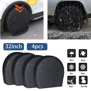 4PCS Waterproof Tire Covers Wheel & Tyre RV Trailer Camper Sun Protector 30"-32"