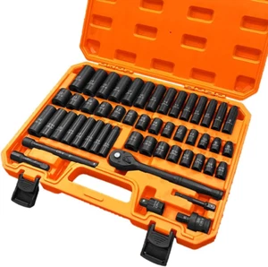Juego de dados de impacto con impulso de 3/8", 50 piezas, SAE estándar - Imagen 1 de 12