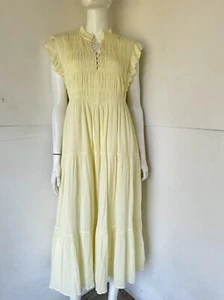 Ba&sh Maxi "lady" Dress Pale Yellow Smocked sz 2 US size M - Picture 1 of 8