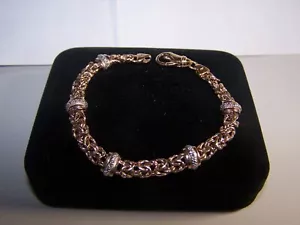 VINTAGE NACHLASS 18KT GOLD/STERLINGSILBER DIAMANT BYZANTINISCHES ARMBAND 71/2" - Bild 1 von 7