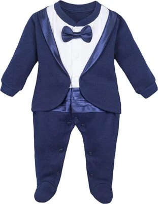 Bebé Niño Footie Conjunto con Pajarita Esmoquin para Vacaciones de Navidad Foto 1 de 4