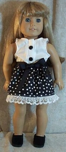 Ropa de muñeca Made2Fit American Girl 18" en blanco blusa falda de puntos negros conjunto de 3 piezas - Imagen 1 de 1