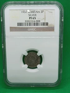 1937 Great Britain George VI Proof Silver Threepence 3 Penny Pence NGC PF65 - Picture 1 of 4