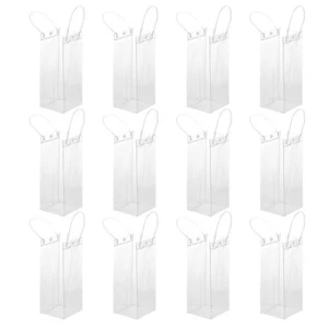  12pcs Clear Goodie Bags With Handles - 10x25cm Transparent Party Favor Tote - Picture 1 of 12