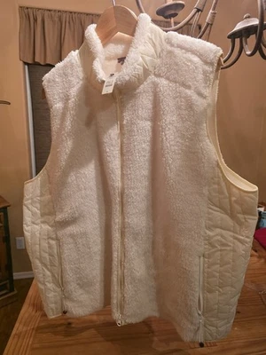 Talbots Feminino 2x Colete Marfim Sherpa Acolchoado Zíper Novo com etiquetas - Imagem 1 de 4