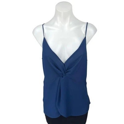 NUEVA Blusa Camiseta sin Mangas Azul Aqua Sin Mangas Torcida Frontal Cuello en V Cami Camisola Talla L Foto 1 de 3