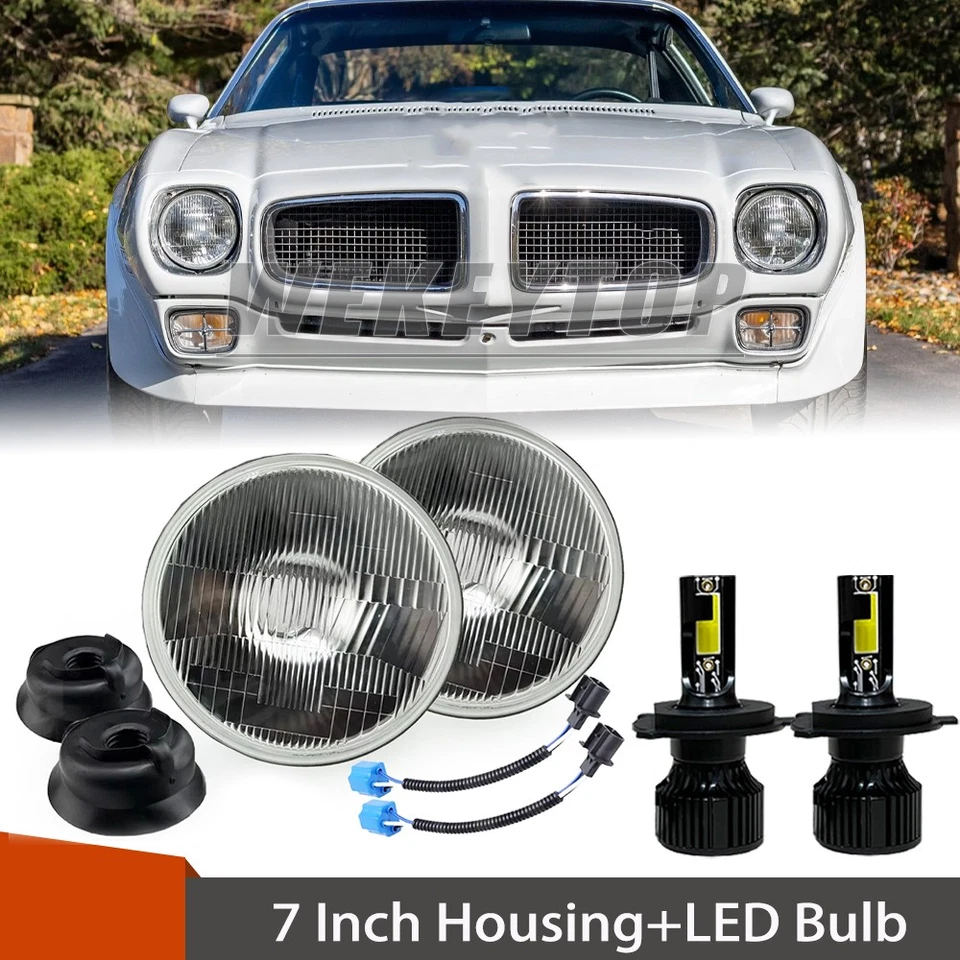 7" inch Round Headlight Housing Hi/Lo Beam H4 For Pontiac Firebird 1970-1976 Foto 1 de 4