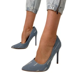 Blauwe denim pompen op een hoge hiel - Imagen 1 de 4