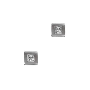 Pre-Owned 9ct White Gold & CZ Square Stud Earrings - Picture 1 of 6