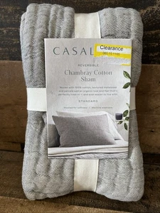 Casaluna Sham Reversible Textured Cotton Chambray Coverlet Gray - Picture 1 of 10