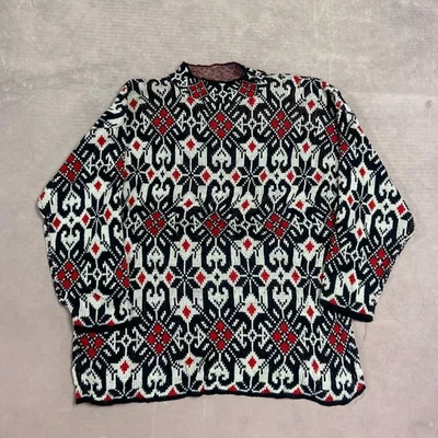 Vintage Knitted Jumper Abstract Patterned Knit Sweater Women's 20 - Image 1 of 4