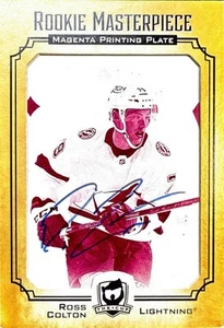 21-22 The Cup Rookie Masterpiece Ross Colton 1/1 MAGENTA Printing Plate AUTO - Picture 1 of 2