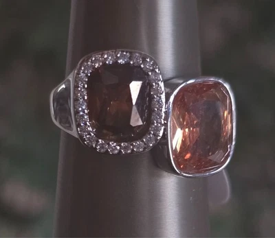 Bomb Party Ring RG48841 'Modern Maven' Brown Tourmaline Smokey Topaz Size 11 - Image 1 of 4