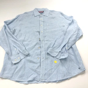 Vineyard Vines LINEN SHIRT Medium (Fits L) Button LS Check Blue PLS READ - Picture 1 of 11