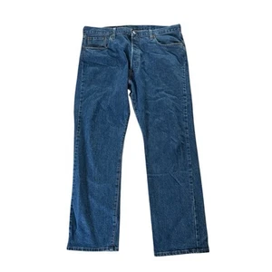 Levis 501 Jeans Mens W38 L30 Navy Denim Regular Straight Button Fly Red Tab - Picture 1 of 9