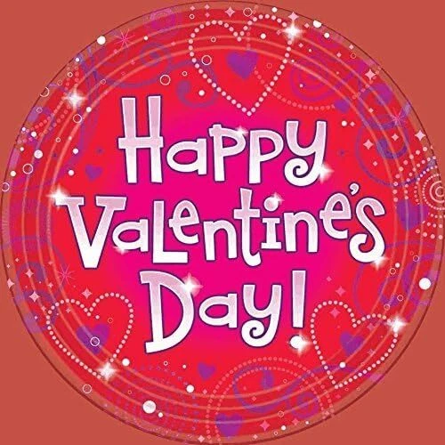 Love Crazy Red Hearts Holiday Valentine's Day Party 7" Paper Dessert Plates - Image 1 of 1