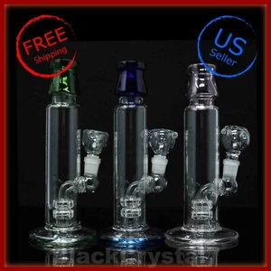8 in Premium Thick Double Disc Hookah Bubbler Tobacco Smoking Glass Water Pipes - Picture 1 of 11