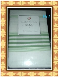 Laura Ashley Lifestyles Garden Trellis Beige/Green Striped Standard Pillow Sham - Picture 1 of 2