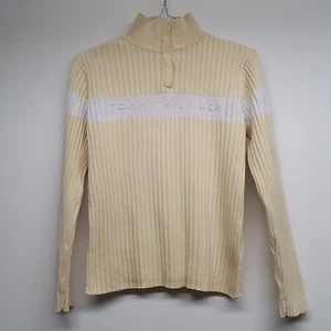 Vintage Tommy Hilfiger Ribbed Logo Size Medium Sweater Yellow Great condition - Picture 1 of 7