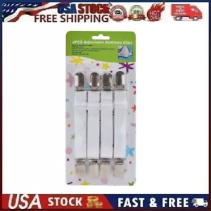 4Pcs Adjustable Bed Sheet Fasteners Suspenders, Elastic Sheet Band Straps Clips, - Picture 1 of 9