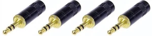 4 Neutrik Rean NYS231BG 3.5mm 1/8 3Pole Stereo Gold / Black Metal Headphone Plug - Picture 1 of 1