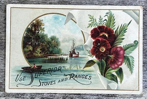 Vintage “Use Superior Stoves & Ranges” Trading Post Card Advertisement Boat - Picture 1 of 8