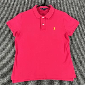 Ralph Lauren Youth Girls Shirt Polo Large Pink Short Sleeve Slim Fit Sport - Picture 1 of 14