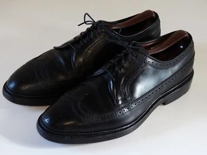 ALLEN EDMONDS SHELL CORDOVAN MacNEIL Black Wingtips McNeil 7.5 D Horween 9177 - Picture 1 of 10