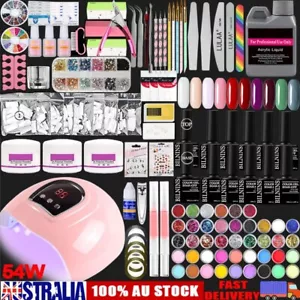 Full DIY Acrylic Nail Art Kits Powder Liquid /W 54W UV LED Dryer Manicure Set A - Picture 1 of 21