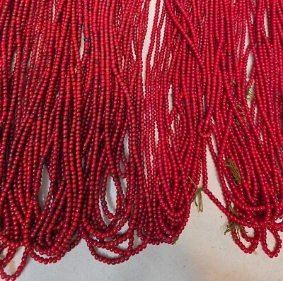 LOT 60 Strands 4mm strands Dark Blood red White Heart Beads Foto 1 de 4