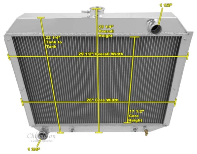 ER Champion 3 Row All Aluminum Radiator for 1966 - 1969 Plymouth Fury V8 Engine — 第 1/4 张图片