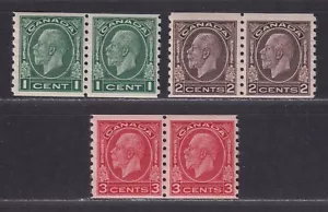 Canada Scott 205-207 VF LH 1933 George V Cameo Issue Coil Pairs SCV $95 - Picture 1 of 2