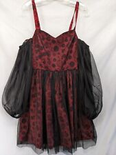 Hot Topic Steampunk Lolita Red Gears Dress Red/black Goth Size Med Cosplay