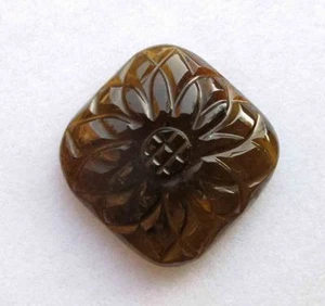 Wonderful 17.90 Ct Natural Green TOURMALINE Flower CARVING GEMSTONE 19 MM - Picture 1 of 1
