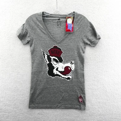 NC State Wolfpack Shirt Womens Small Gray VNeck Short Sleeve Adidas NCAA Tee New - Image 1 of 4