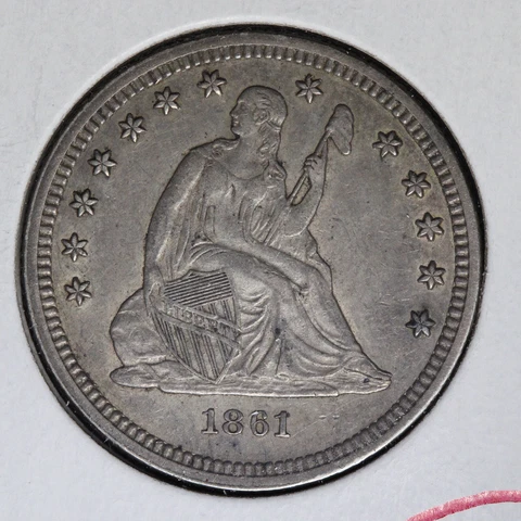 1861 Seated Liberty Silver Quarter CHOICE AU++/UNC E337 SCHM Cover