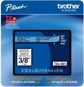 Cinta para hacer etiquetas genuina Brother TZe-521 P-touch TZe521 TZ521 TZ-521 negra azul - Imagen 1 de 9