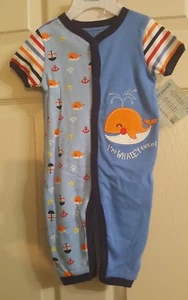 Buster Brown Boys Size 6-9 Months Blue/WhaleOcean 3 piece Layette Set NWT - Picture 1 of 1