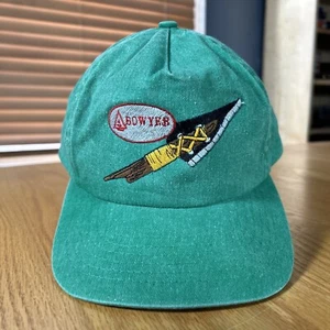 Vintage Abowyer Mütze Schleife Jagd Pfeilspitze Kappe bestickt grün Druckknopflasche Mütze - Bild 1 von 16