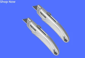 VEVOR Utility Knife, Aluminum Box Cutter, SK5 Blade, Silver, 2-Pack - Picture 1 of 7