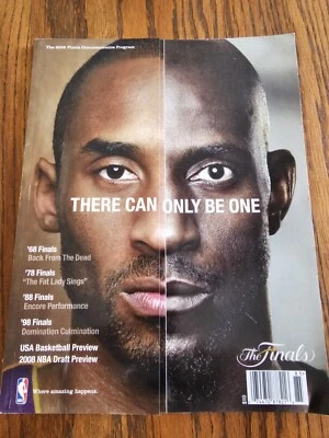 NBA FINALS PROGRAM 2008 CELTICS LAKERS KOBE BRYANT KEVIN GARNETT CAPA DIVIDIDA - Imagem 1 de 4
