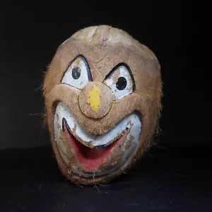 N24.123 Escultura Étnico Tahiti Madera Tuercas Coco Máscara Recipiente Clown Art - Imagen 1 de 20