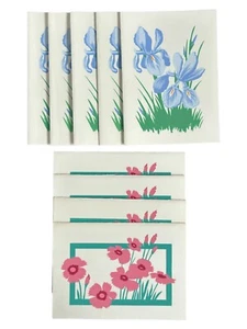 LOT OF 9 Vintage CROCKETT COLLECTION BLANK Cards + Envelopes, Silk Screen Flower - Picture 1 of 5