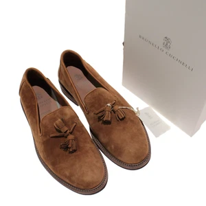 Brunello Cucinelli NWB Tassel Suede Loafers Size 42 / 9 US in Solid Brown - Picture 1 of 11