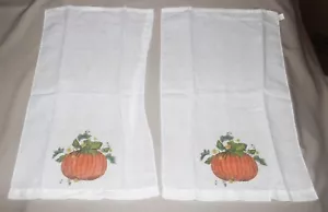 "Servilletas de calabaza estampadas vintage (2) mezcla de lino y algodón 14"" x 21""" - Imagen 1 de 7