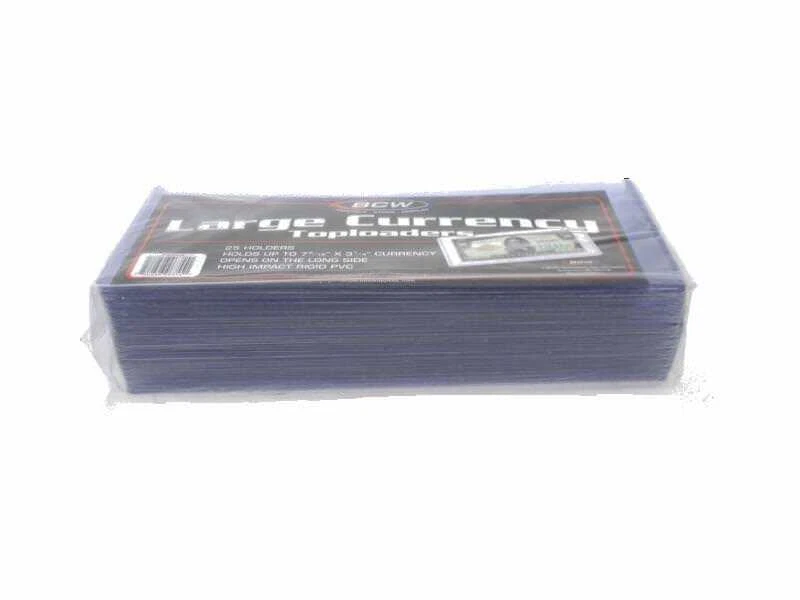 50 BCW Large Rigid Toploader Bill FUNNYBACK Banknote Holder PVC Case