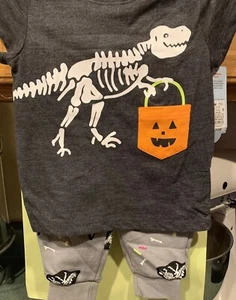 Katze & Jack Halloween Skelett T-Rex T-Shirt & Jogginghose 12 Monate - Bild 1 von 5